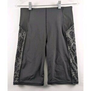 Athleta Women's Size S Stay Fly 9" Short Black Reflective Snake Print Bike Biker